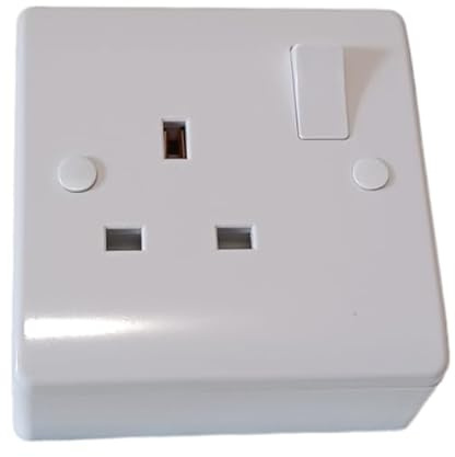 SINGLE SOCKET AND 25mm PATTRESS BACK BOX, 1 GANG CURVED EDGE, WHITE, STYLISH AND ROBUST, DOUBLE POLE (1)