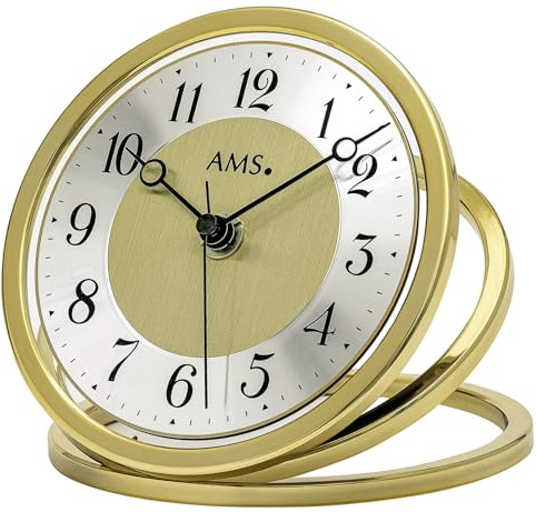AMS Funk-Tischuhr Aluminium Metallgehäuse und Zifferblatt Mineralglas 5179