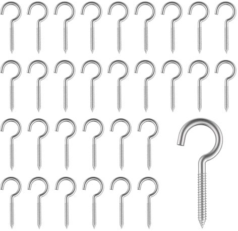 DALAETUS 30 Stück 50mm Schraubhaken Edelstahl, Deckenhaken, Hakenschraube, Haken zum Schrauben, Einschraubhaken Robuste Becherhaken für Hängesessel, Hängematten