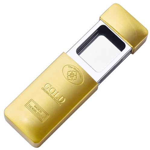 Murago - Taschenaschenbecher Deko-Goldbarren - mit Deckel zum Schieben Ascher für die Handtasche unterwegs geruchsdicht klein Metall für draussen gebürstet