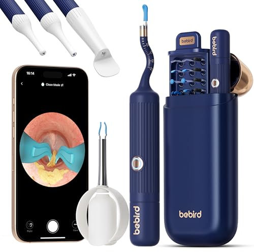 Ear Wax Removal Kit, Ear Cleaner with Flexible Scope Camera, Ear Camera with Tweezers, Ear Cleaning Kit for Ear Nose Throat Examination, Various Replacement Tips for Adults and Children