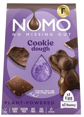 NOMO XL-Osterei Cookie Dough + Cookie Dough Osterhase | 155g | Vegan & Allergenfreie Schokolade | Hohlei | Cookie Dough Schokolade | Glutenfrei, Nussfrei, Vegan, Plantpowered