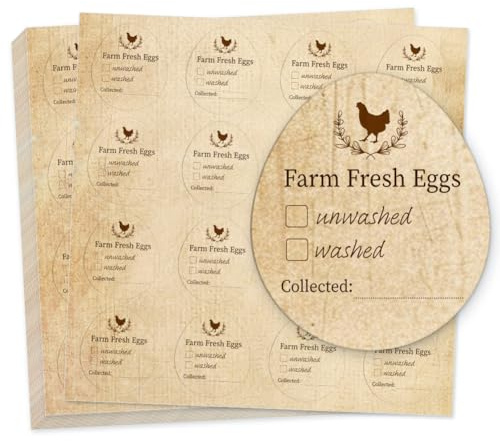 GOMAKERER 320 Pcs Egg Carton Labels, Washed or Unwashed Egg Sticker Collected Date Writable Irregular PET Adhesive Egg Packaging Sticker for Box Container Carton Farm Supplies, 5x4.4cm