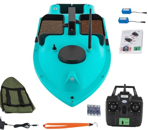 Smart RC trådlös betesbåt 2 kg fjärrkontroll 500 m abs fiskedrag båt 10 000 rpm foderbåt med GPS dubbelmotorer betesbåt med 2 x 5200 mAh litiumjonbatterier, bärväska, fjärrkontroll, LED-ljus