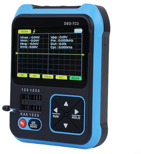 DSO-TC3 Digital Oscilloscope 3 in 1 with Transistor Tester and Signal Generator 6 Waveforms 1500mAh Battery 2.4-Inch TFT Screen Portable for Electronics DIY Field Repairs(STANDARD)