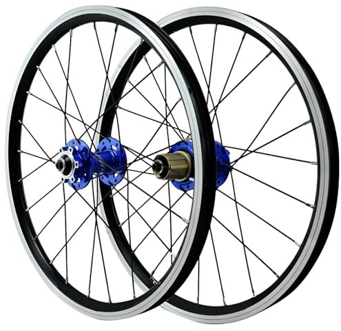 20 Zoll BMX-Laufradsatz 406/451 Felgen Scheibenbremse Faltrad Laufradsatz Schnellspanner 24H Naben Für 7-12 Gang 1400G(Blue_406)