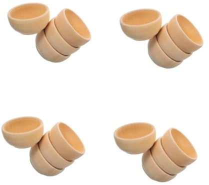 AKOOSY 4 Sätze Teiliges Set Diy Holzschalen Für Kunstprojekte Unfertige Holzspielzeuge Für Kreative Dekoration Und Bastelarbeiten Naturholz Mit Glatter Oberfläche Zum Bemalen 4 Stück * 4