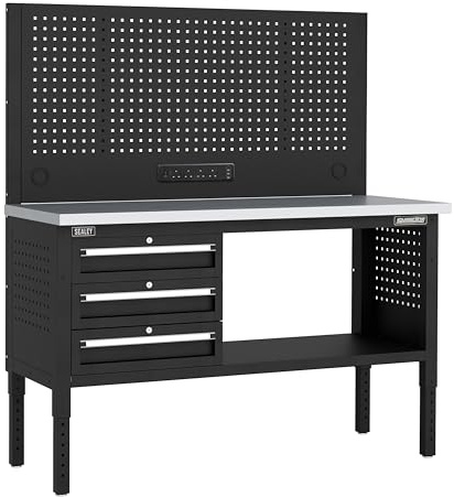Sealey Superline PRO® Modular Workbench with 3 Drawers Stainless Steel Worktop Adjustable Height 1525mm - APMWB60COMBO1SS