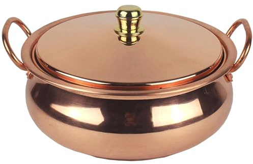 SYLUOQP Extra Dicker, handgefertigter Kupfertopf mit Deckel und Griff, antihaftbeschichtet, ideal for Shabu Shabu mit Familie und Freunden.(26cm)