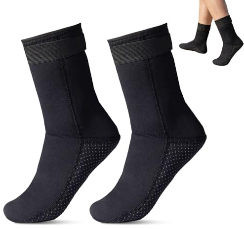 mizikuu 3mm M Größe Neopren Socken, 38-39 Wassersport Tauchsocken Neoprensocken mit Klettband Rutschfeste Erwachsene Schwimmsocken für Damen und Herren zum Eisbaden Schnorcheln Surfen Segeln