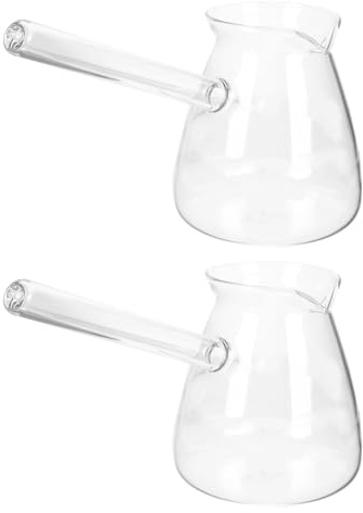 Veemoon Lot de 2 Théières à Poignée Latérale en Verre Borosilicaté Épais 450 Ml, Cafetières Transparentes Résistantes la Chaleur, pour Préparation de Thé et Chauffage de Style Aléatoire