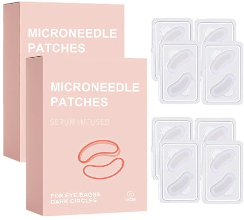 4 Paia Microneedle - Cuscinetti per Occhi con Collage, Toppe per Microneedling, Patch Idratanti per Gli Occhi, Riduce Efficacemente Borse e Rughe Sotto Gli Occhi e Schiarisce le Occhiaie