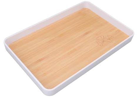 Ausla Rektangulär Bricka, Plastserveringsbricka Stapelbar Skrivbordsarrangör, Flerfunktionsförvaring för Dokument Böcker Kosmetika, Rektangulär Förvaring för Kontor Hemmaskola (35x23cm / 13,8x9,1in)