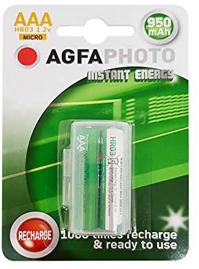 AgfaPhoto 132-803944 Micro baterías (2) Ready-to-Use Accu 950 mAh AAA