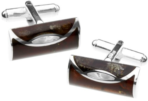 InCollections Herren-Manschettenknopf 925/000 Sterlingsilber mit Bernstein 0110257021340
