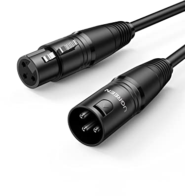 UGREEN Cable XLR Canon DMX Balanceado Microfono Macho a Hembra para Micrófono Amplificador Altavoz Grabadora Equipo de Sonido Mesa de Mezclas Sistema PA (3 Metros)
