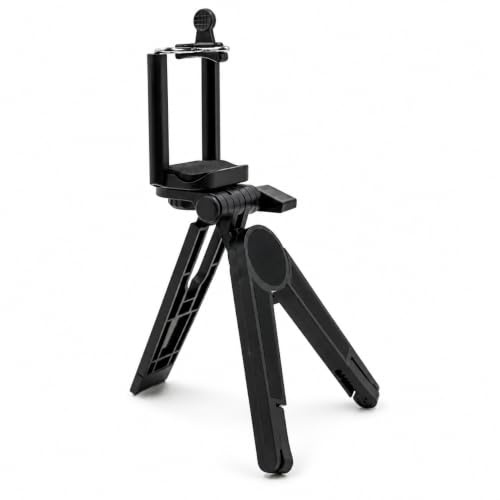 Phone Tripod Stand, Mini Tripod for iPhone, Samsung Mobile & iPad - Tablet Holder for 4-13 Inch Devices - Portable Folding Desktop Table Stand for Camera, Action Cam, eBook Reader - Travel Tripod