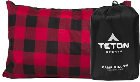 TETON Sports Camp Pillow; Great for Travel, Camping and Backpacking; Washable, Black, 12 x 18 inches ; 9.6 ounces