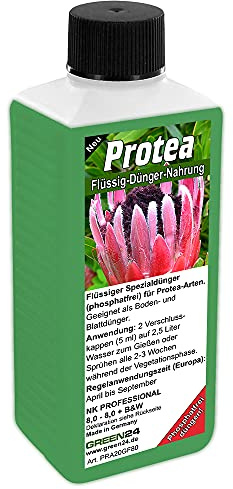 GREEN24 Protea Dünger 250 ml – phosphatfreier NK-Flüssigdünger für Protea & Banksia, hochkonzentriert, für Blatt- & Wurzeldüngung, einfache Dosierung