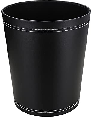 KINGFOM™ Classico Cestino per la Carta in Pelle, per Ufficio/Bagno/Cucina/Camera da Letto (Nero)