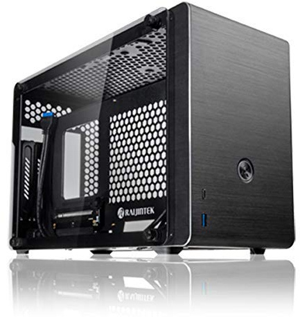 RAIJINTEK Ophion Computer Case Mini-Tower Black - Computer Case (Mini-Tower, PC, Aluminium, Tempered Glass, Mini-ITX, Black, Game)