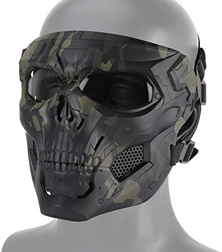 DETECH Paintball - Casco táctico de calavera, transpirable, para caza, para hombre, cara completa, airsoft, militar, Halloween, fiesta