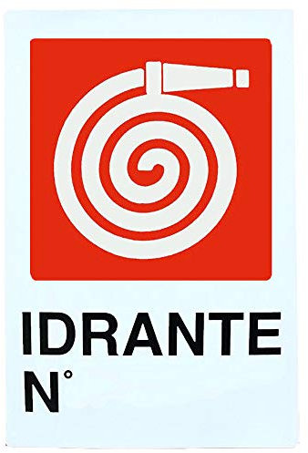 DOBO 12x Cartello IDRANTE N Plastificato 20x30 cm Targa segnaletica direzionale Sicurezza sul Lavoro Tabella Avvertimento in plastica 12 cartelli PVC