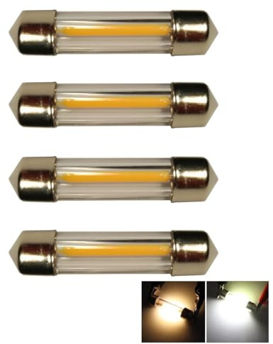 WeiXuan LED de cúpula para coche 12V, 30mm/31mm, lámpara de filamento COB, blanco cálido 3000K, para lámparas de lectura de coche, paquete de 4 (31mm-blanco)