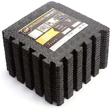 JIGAMTS Soft Foam Puzzle Exercise Mat Protective Foam Floor Mats for Stationary Home Gym Equipment at Home Gym Flooring Fitness Equipment 6x3ft EVA Foam Interlocking Tiles each Foam Mat is 30 x 30 cm