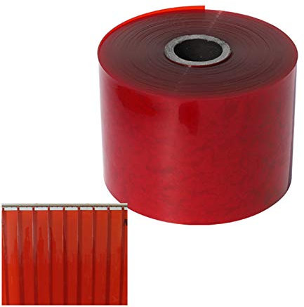 LJIANW PVC Streifenvorhang Lamellen, Zum Walk In Freezers, Lagertüren Und Fabrik Windschutzscheibe Trennvorhang Undurchsichtiger Türvorhang, 18CM- 42Größen (Color : Red, Size : 1.8X2M/12PCS)