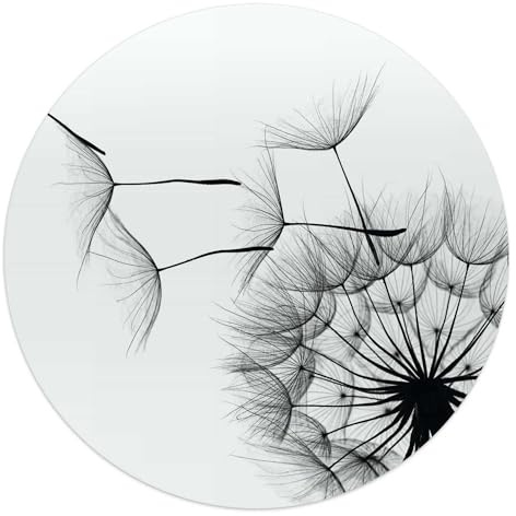 REINDERS Glasbild, Pusteblume, Schlafzimmer, Poster, Wanddeko, Glasbilder, Glas, Schwarz-Weiß, Ø 50