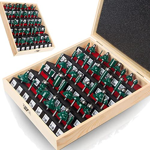 MAYLINE 6.35mm Gambo Fresa per Scanalature Legno, 43 PCS Fresa a Taglienti Diritti1/2, Punta da Fresatrice Dritta con Lavorazione Fresatrice Frese Incisione Ferro Punte (LARGE, PANEL)