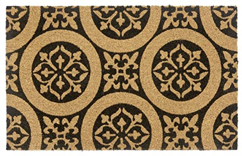 Hanse Home Kokos Fußmatte für Innen 45x75cm – Fussmatte Kokosmatte Schmutzfangmatte Ornamente Design, rutschfest für Eingangsbereich & überdachten Außenbereich – Natur