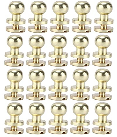 20 Set Rivetti in pelle a testa tonda Borchie in metallo dorato Punte tonde Borsa Borchie a sfera Rivetti per artigianato fai da te Bracciale Borsa Cintura Pellicce Jeans(10x8mm)