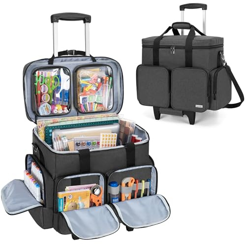 CURMIO Scrapbook Rolling Totes, Scrapbooking Aufbewahrungstasche, Schwarz