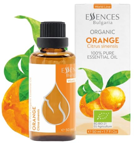 Essences Bulgaria Huile Essentielle d'Orange Douce Bio 50 ml | Citrus sinensis | 100% Pur et Naturel | Non Dilué | Qualité Thérapeutique | Aromathérapie | Cosmétiques | Sans cruauté