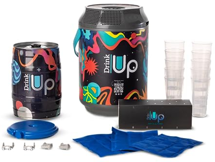 DRINK UP décor Infinity : 10 verres + 1 ceinture porte verres - Tireuse Portative pour toutes boissons y compris pour les fûts Beertender-Bières et cocktails-20h de froid sans électricité