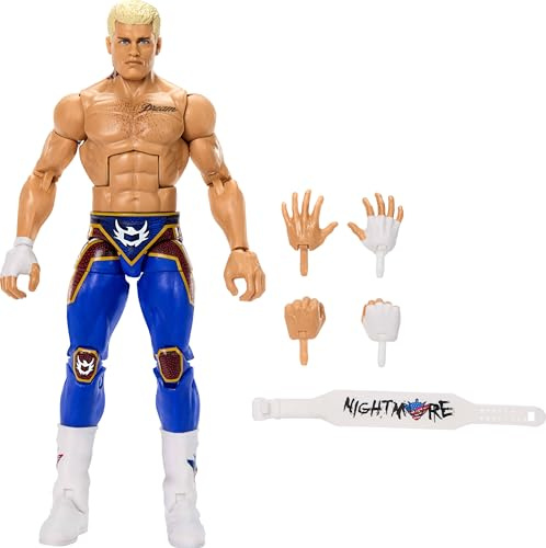 Mattel WWE Top Picks Elite Actionfigur & Zubehör Set, The American Nightmare Cody Rhodes 15,2 cm Sammlerstück mit austauschbaren Händen, Ringausrüstung & 25 Gelenkpunkten