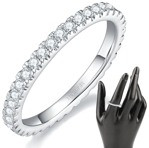 MINDDHA Stackable Rings for Women- Cubic Zirconia Simulated Diamond Stackable Eternity Bands/Silver Color-2mm Stacking Rings for Oura Gen 4/Oura Gen 3 Size 4