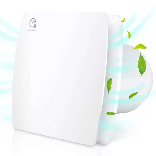 Izrielar Badlüfter 150mm mit Feuchtigkeitssensor und Rückstauklappe timer, Badezimmerlüfter Bad Lüfter Abluftventilator Wohnraumlüfter, für Bad und Küche, leiser Betrieb, weiß