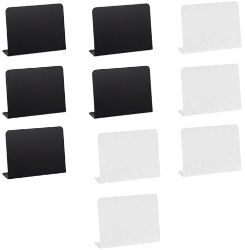 10 Stück Mini Kreidetafeln zum Beschriften, 100 mmx75 mm L-förmige Preisschilder Aufsteller Buffet Schilder Tischplatte für Buffet, Hochzeit, Party (Schwarz+Weiß)