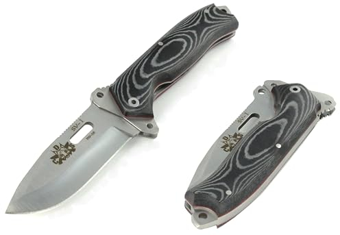 CDS SV-1 Taschenmess Klappmesser für Outdoor und Bushcraft, Survivalmesser mit Lederscheide und Firesteel, Edelstahl MOVA-58 10 cm Klinge, Jagdmesser, Angelmesser, Handgefertigt in Spanien