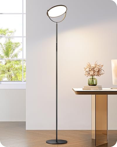 EDISHINE 193CM LED Stehlampe Dimmbar, 2700-6500K Stehleuchte mit Timer & Memory Funktion, 28W 2500LM mit magnetischer Fernbedienung und Touch-Funktion, 300° drehbar & höhenverstellbar, für Wohnzimmer