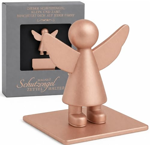 MIJOMA Magnetischer Schutzengel Zettelhalter: Ihr Begleiter fürs Auto-Cockpit, Ideal für Notizen, Parkscheine, 3 cm (Roségold matt)