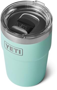 YETI Rambler 16 oz (473 ml) Stackable Cup with Removable Magslider Lid, Stainless Steel Vacuum Insulated Coffee Cup, Seafoam