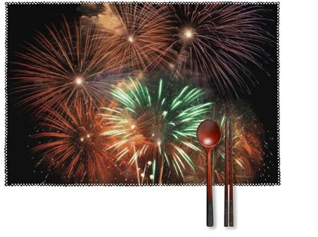 Set di 4 tovagliette resistenti al calore, per tavolo da pranzo, lavabili, splendide tovagliette pirotecniche, antiscivolo, in tessuto, per cucina, matrimoni, feste, decorazione, 30,5 x 45,7 cm
