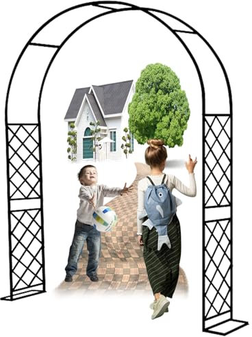 Enrejado de jardín, arco de metal, resistente, para rosas, para exteriores, para varias plantas trepadoras, fácil de montar, estable, ancho 1,8 m, ancho 2,0 m, ancho 2,2 m, ancho 2,4 m, ancho 2,6 m,