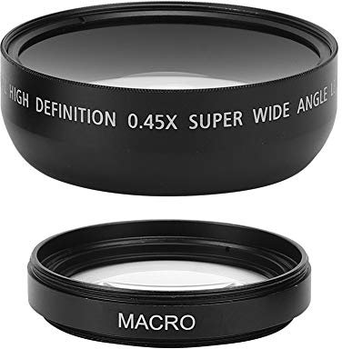 Wide Angle Macro Lens, 0.45X Magnification Wide Converter Camcorder Lens, HD Wide Angle Lens for 49mm Mount Camera, Aluminum Alloy and Optical Glass, Sturdy and