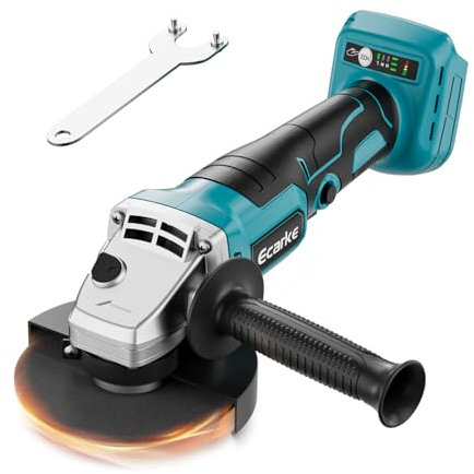 Ecarke Akku Winkelschleifer kompatibel mit Makita Akku 18V Li-Ion, 900W Bürstenloser Profi-Schleifer, 9000U/min, 12.5cm Scheibendurchmesser mit Winkelschleiferschlüssel (Ohne Akku und Ladegerät)