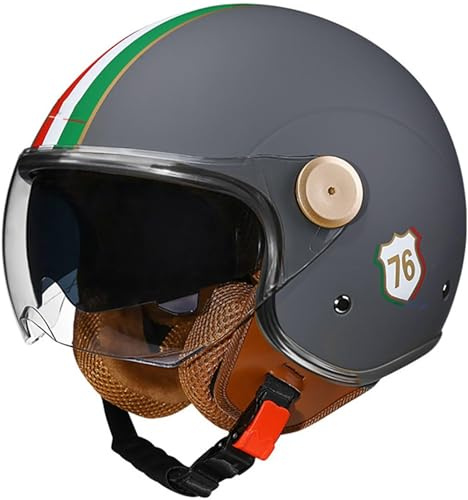 VVPEC Casque Moto Jet Vintage À Face Ouverte avec Double Visière Léger Casque De Moto Jet pour Homme Et Femme Adultes ECEDOT Homologué Street Scooter Cruiser Casque Moto Bols(13,M(57~58CM))